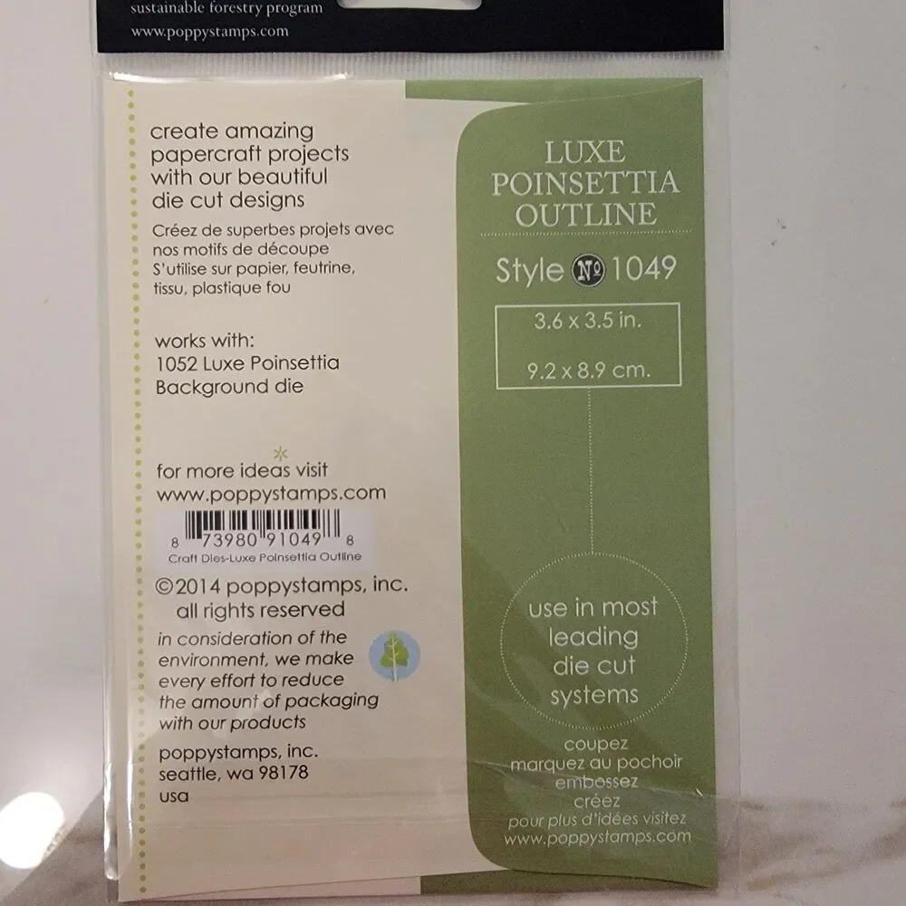 Poppy LUXE POINSETTIA OUTLINE & BACKGROUND Steel Craft Dies Lot of 2 NEW
